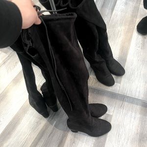 Comfortable chunky heel thigh high boots